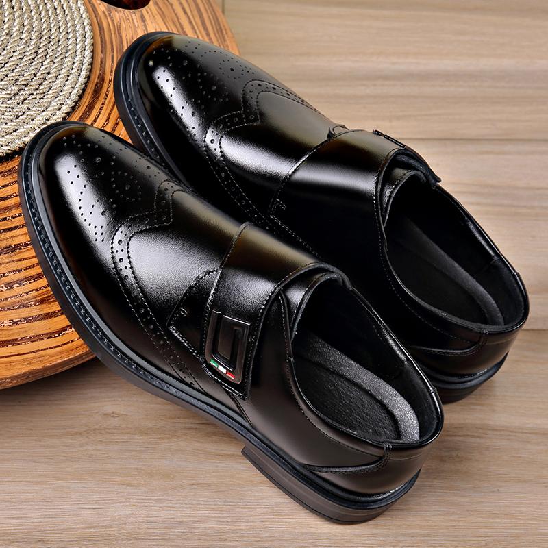 Fashion Italian Men Genuine Leather Business Shoes Thick-soled Outdoor Casual Leather Formal Shoes Fashion Slip-On Walking Oxford Shoes