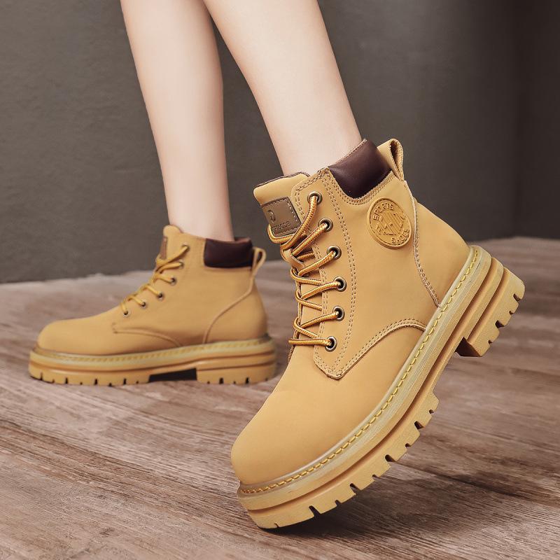 Winter First-layer Leather Thick-soled Heightening Martin Boots Men's Rhubarb Boots High-top Outdoor Tooling Boots Velvet Men's Short Boots