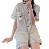 Line puppy short-sleeved pajamas women's summer new fresh plaid short-sleeved thin comfortable loungewear set