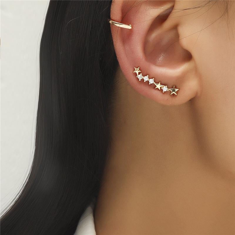 Bohemian No Piercing Crystal Rhinestone Ear Cuff Wrap Stud Clip Earrings For Women Girl Trendy Earrings Jewelry Bijoux
