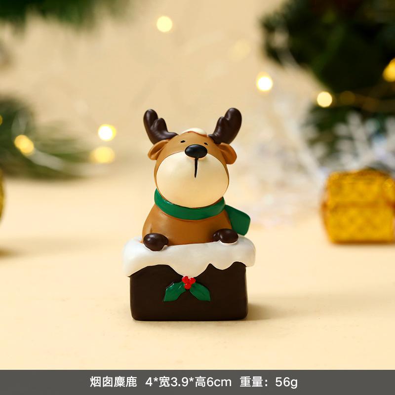 Creativity Mini Christmas, Old Man, Sleigh, Tree, Snowman, Animal, Cute Handmade Ornaments, Resin Decoration Decorative Gifts