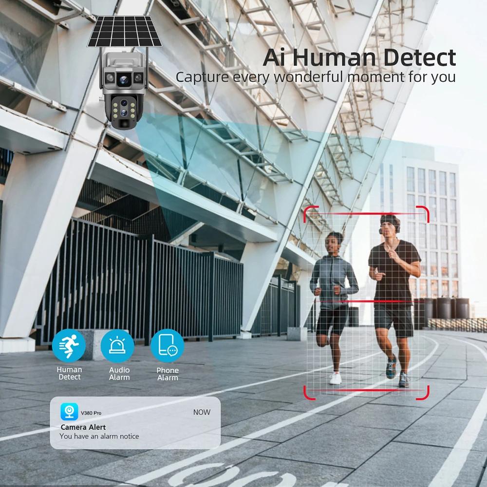 12MP 6K Solar 4G IP Camera CCTV Surveillance 10X Digital Zoom Outdoor Waterproof Monitor Pir Motion Detect Night Vision V380 Cam