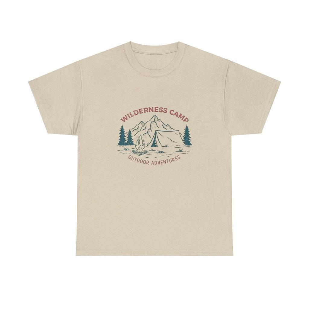 Unisex shirt Cotton Oversize Large Size Wilderness Camp Graphic T   Heavy Cotton Tee