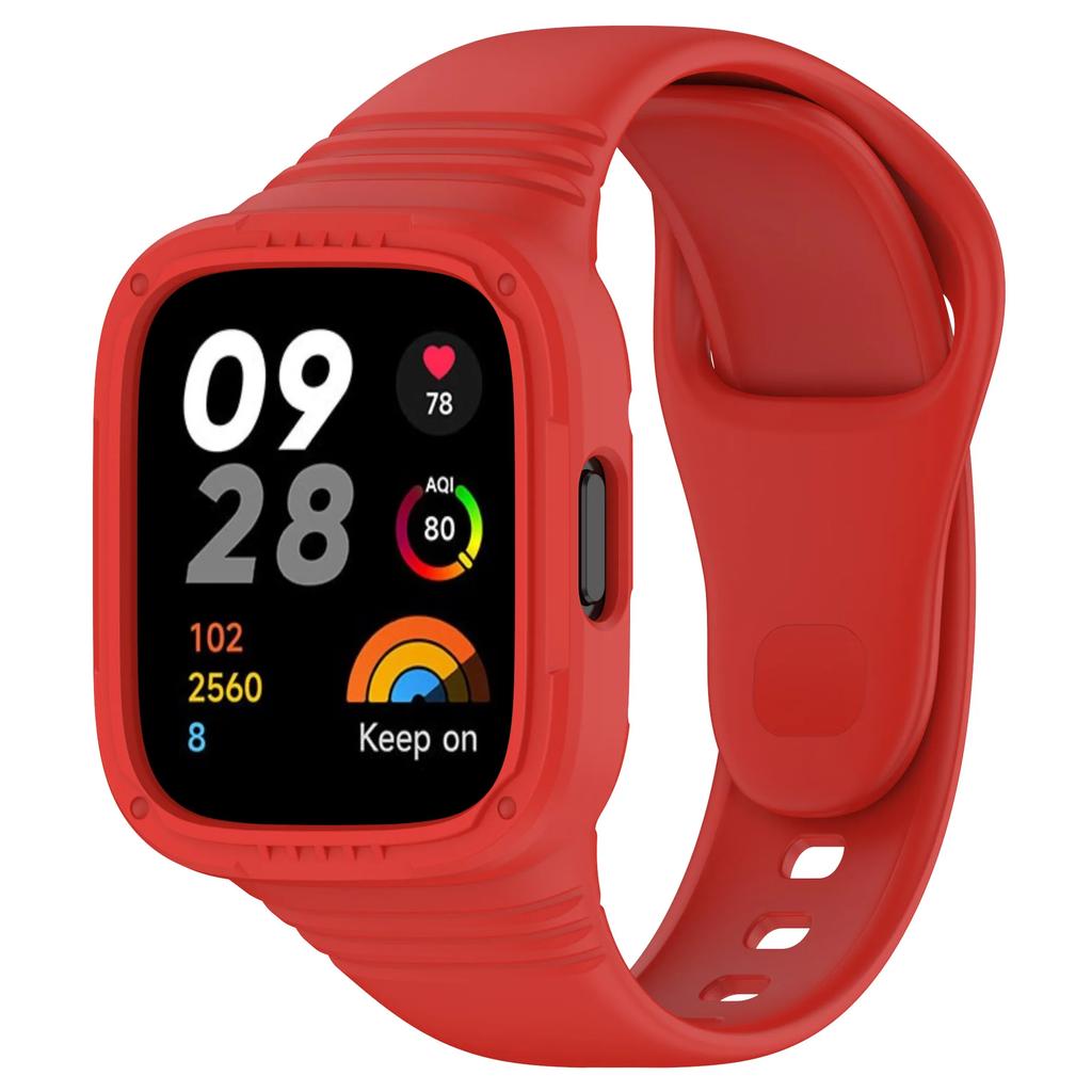 Silicone Strap with Case for Redmi Watch 3 / Redmi Watch 3 Active Strap Replacement Bracelet Protective Shell Cover