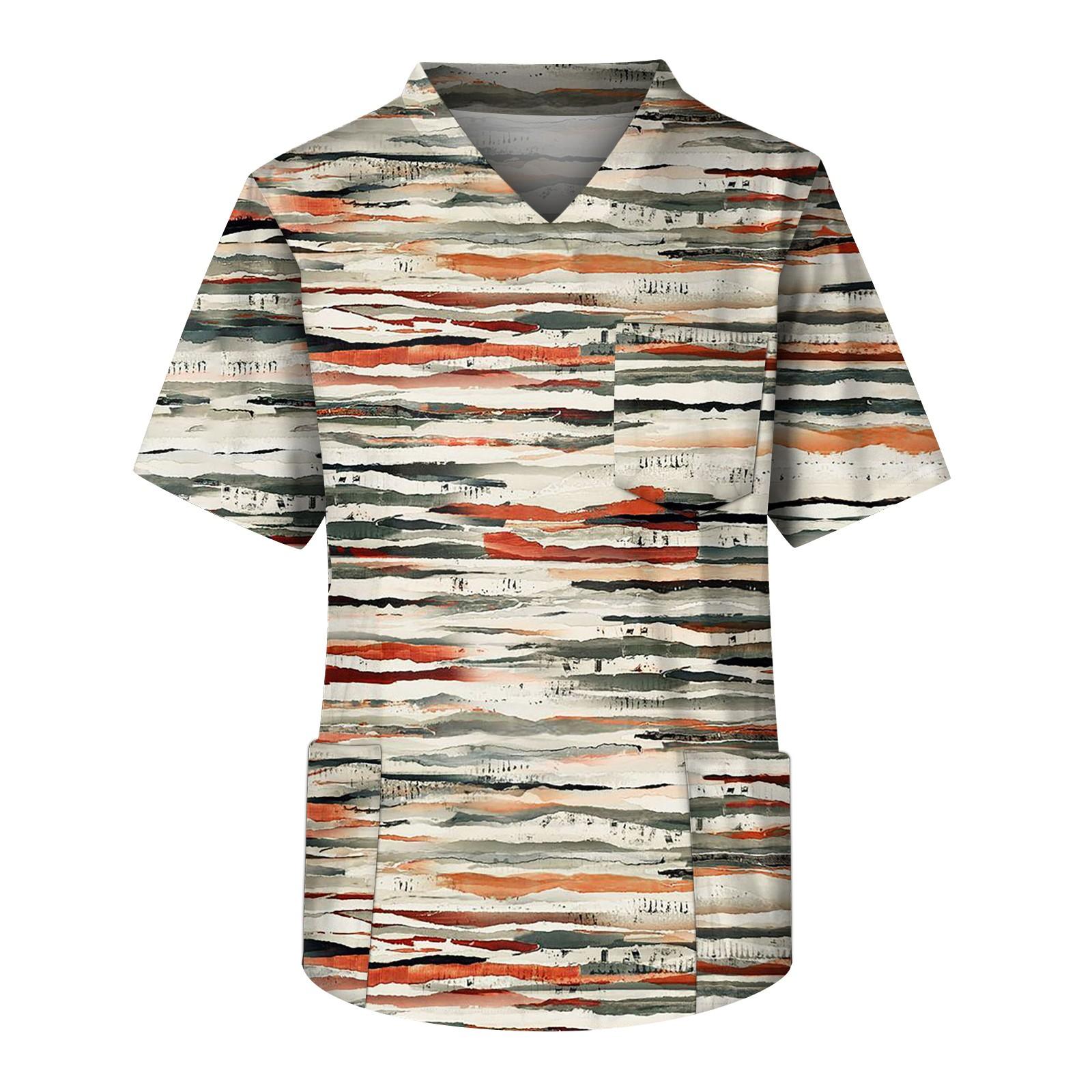 

Мужской топ с короткими рукавами и V-образным вырезом с принтом мелких животных нагрудный карман и карман для ухода XL