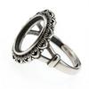 Adjustable Open Ring Women Men Copper Heart Shape Hollow Vintage Style With Amber Turquoise Red Agate Setting