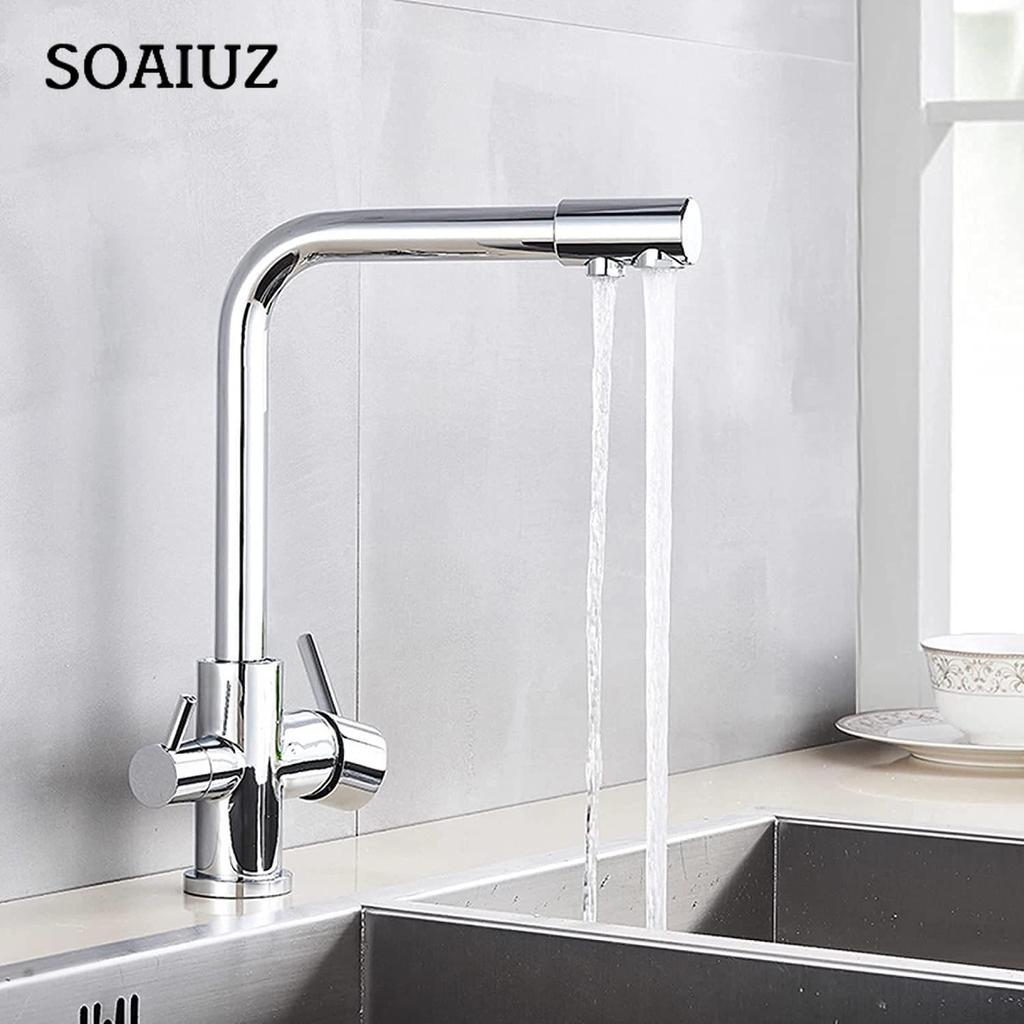 Three-in-one Purification Faucet Electroplated Black Gold Kitchen Mixed Water Filter Faucet