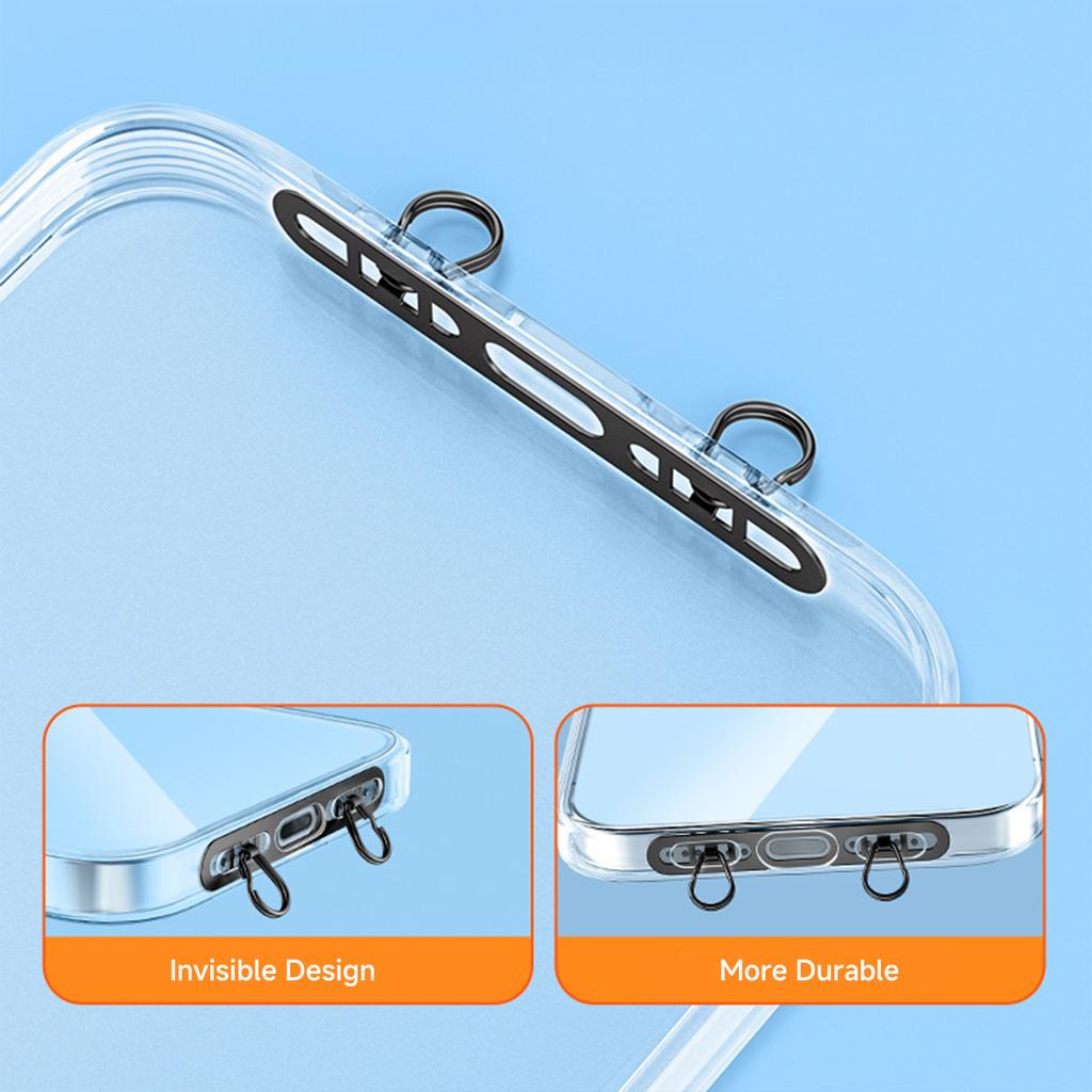 1pcs Stainless Steel Mobile Phone Lanyard Patch Side Hanging Clip Double Buckle Phone Straps Gasket Metal Connect Piece for