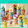 Building Block Model Toy Sunflower Plum Biosom Simulate Flower Potted Plant