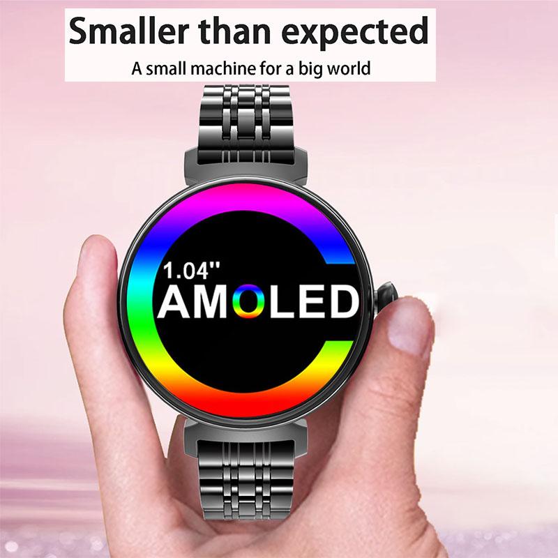 Bluetooth Call Smart Watch Screen Always Display 1.04 Inch  Screen Fashion Ladies Smartwatch Metal Body Small Screen Watch