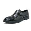 Horse buckle leather shoes pointed inner height increase hair stylist personalized crocodile pattern shoes