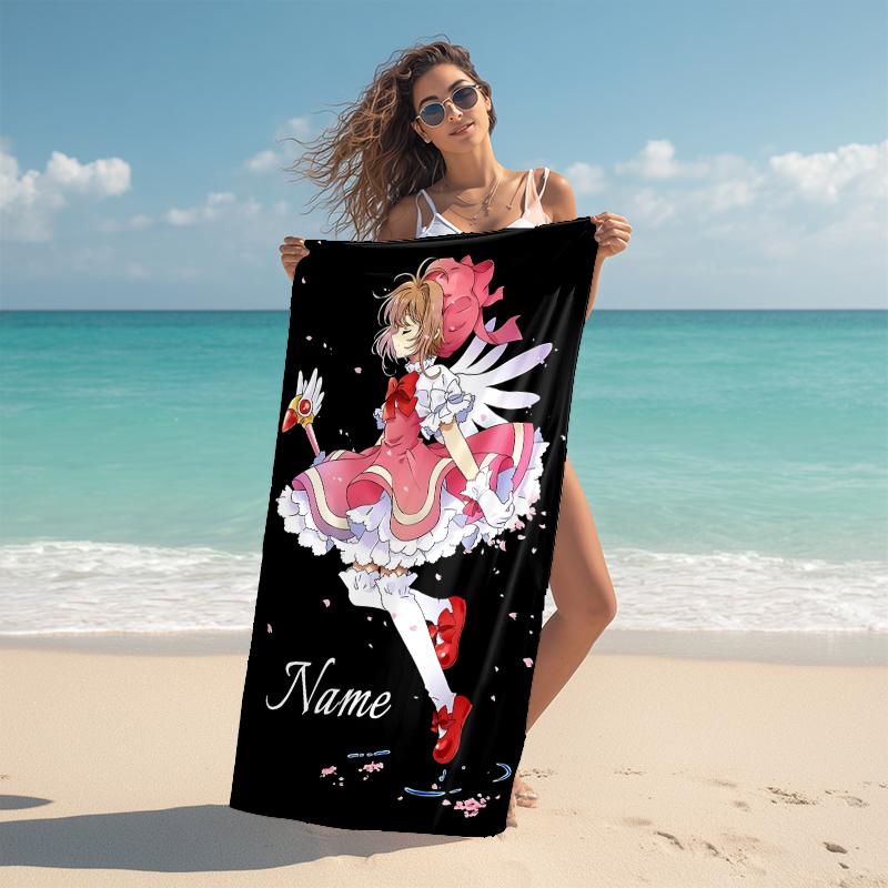 Personalized "Angel Pink Flight" Beach Towel Microfiber Beach Towel Thin Absorbent for Beach Swimming Yoga Bath Sports. 0910325
