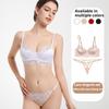 Fransk Sexy Undertøyssett for Kvinner Sexy Push-up BH Ren Blonder Anti-henge BH Pustende Truser