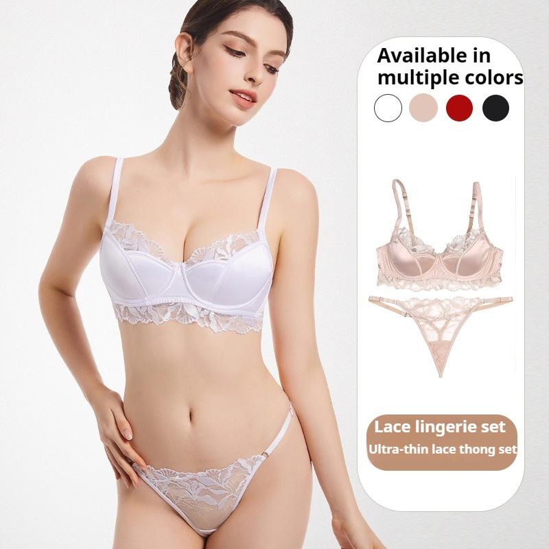 Französisches Sexy Dessous-Set für Damen Sexy Push-up-BH Reine Spitze Anti-Hänge-BH Atmungsaktive Slips