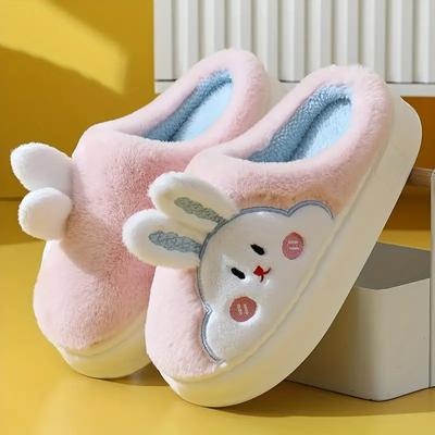 Dames Schattige Konijn Dikke Zool Pluche Pantoffels, Warme Indoor Pluizige Pantoffels, Damesschoeisel