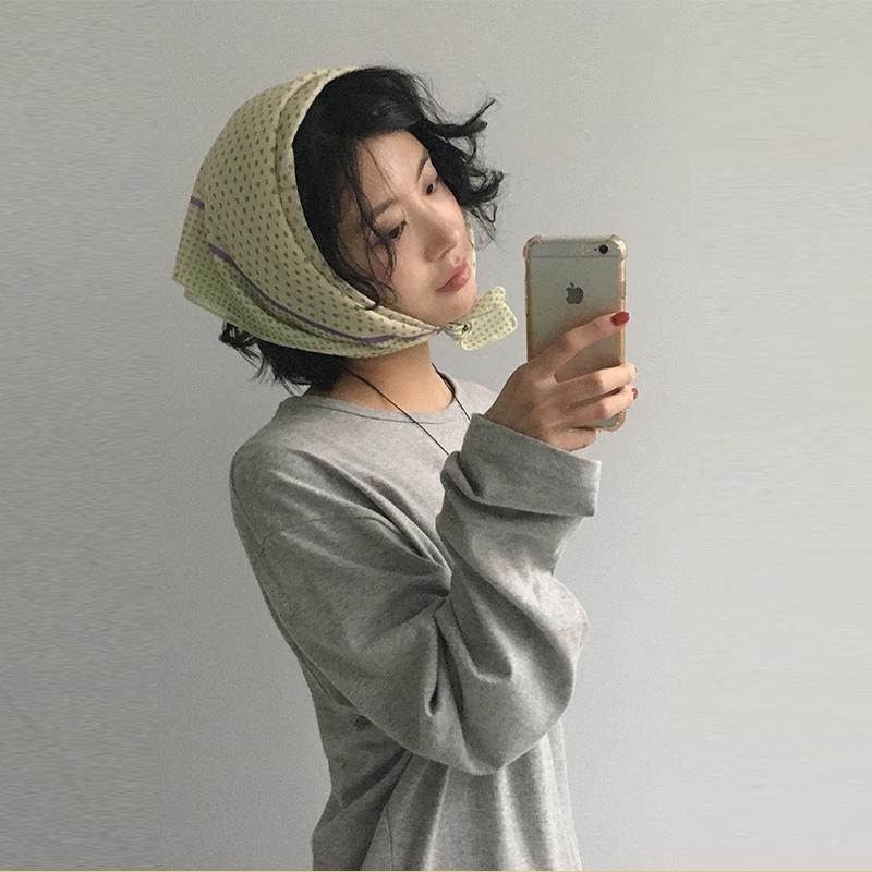 Cotton Linen Small Square Scarf Scarf Fresh Breathable For Women Hairband Versatile Triangular Scarf Necktie Fart Curtain