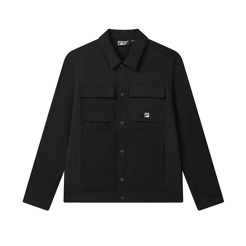 Fila Heritage Series Soft Comfortable Wrinkle-Resistant Simple Versatile Solid Color Long Sleeve Knit Top Men Tops Black F11M528501FBK