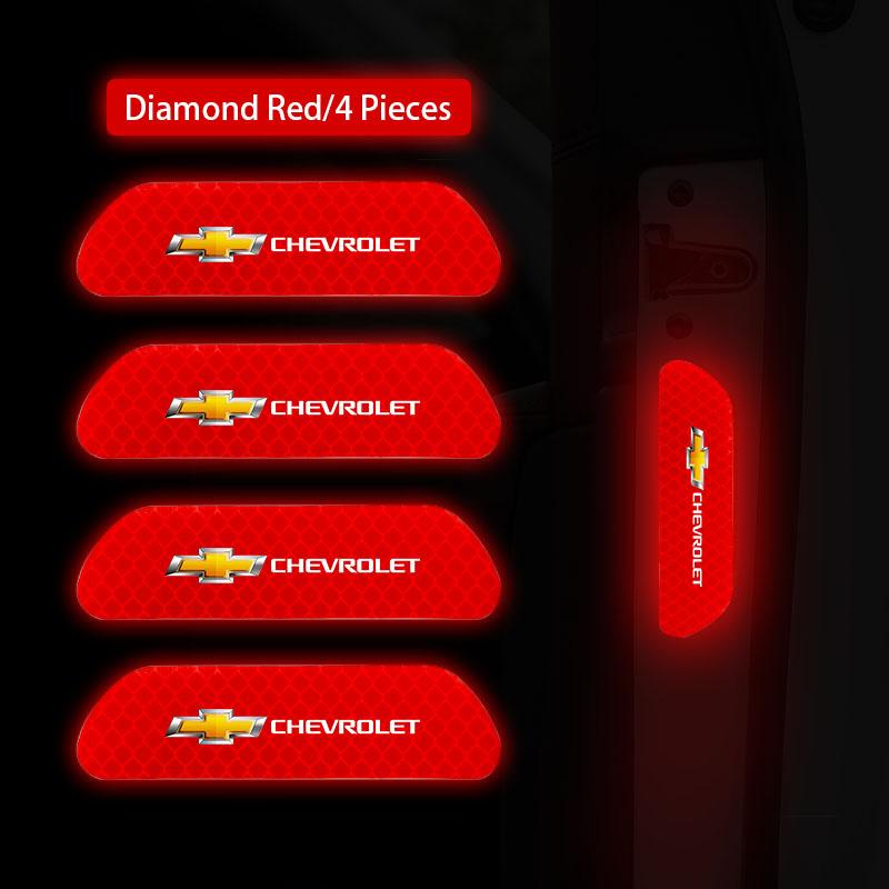 4pcs Car Door Sticker Reflective Safety Warning Mark Decoration Decals For Chevrolet Sail Corsa Aveo Matiz Onix Camaro Cobalt SS