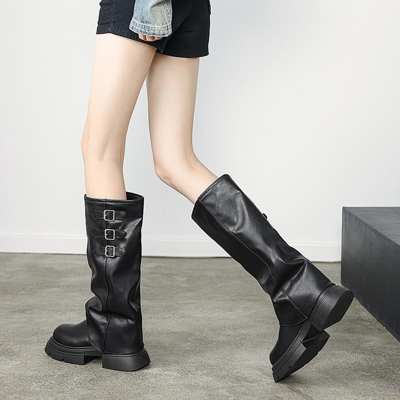 Fashion Women Boots 2024 New Winter Platform Women Long Boots Fashion Back Knee High Boots Female Elegant Square Heel Women Pumps