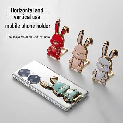 Cute Cartoon Rabbit Phone Holder: Foldable & Invisible Back Sticker for Hands-free Viewing