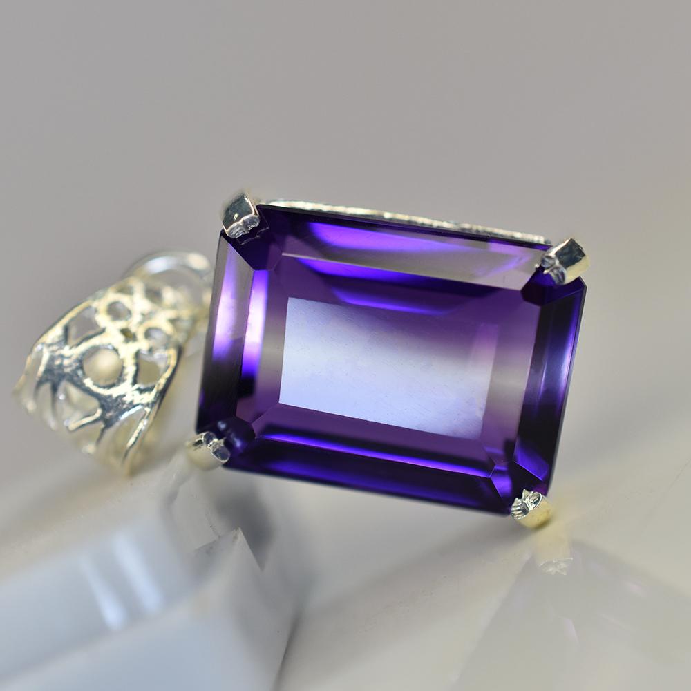 NATURAL Purple Amethyst 31 Ct CERTIFIED Emerald 925 Starling Silver Gems Pendant MY.PD-30-NS