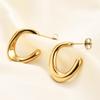 18K Gold U-Shaped Irregular Opening Stainless Steel Earrings - Simple Fashion