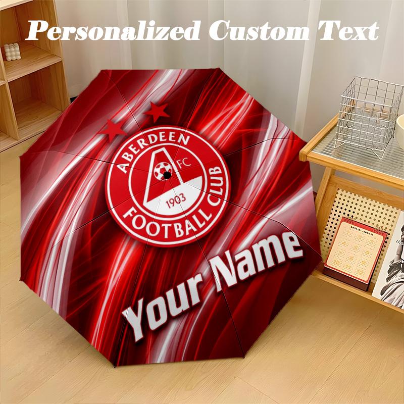 8 Rib Auto Folding Umbrella Aberdeen FC Print Custom Name Text Portable Rain Gear