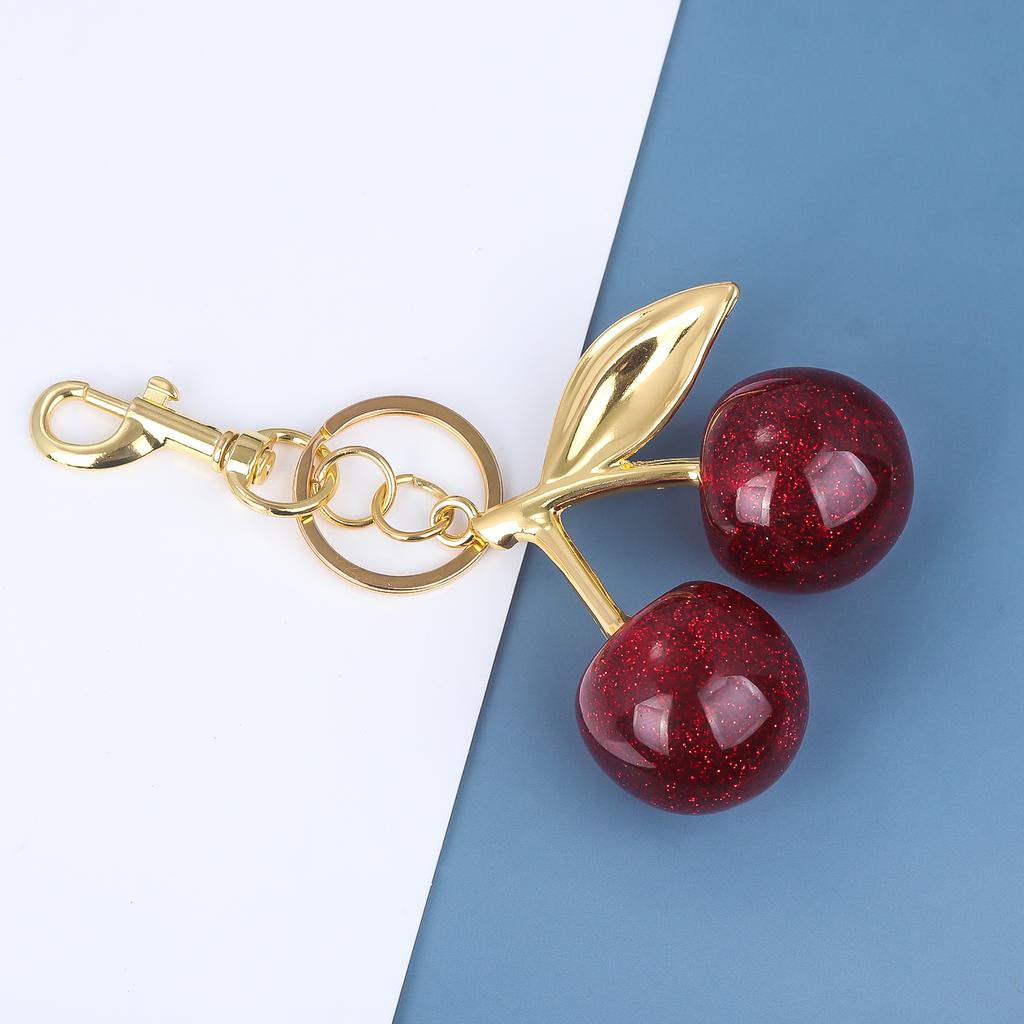 Moda Chaveiro Cereja Vermelha Frutas Cerejas Pingente Chaveiro para Mulheres Homens Joias Acessórios de Chave de Bolsa Presente