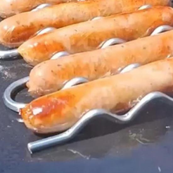 Grilovací rošt na válečcích z nerezové oceli pro klobásy a zeleninu pro rovnoměrně propečené jídlo Snadno čistitelný Nerezový venkovní grilovací nástroj