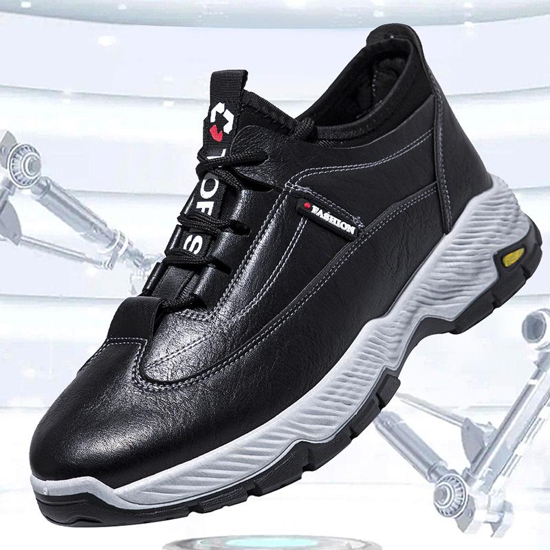 

Осень и зима 2025 года, мужские туфли на платформе, кожаная поверхность, мужские, на шнуровке, с низким верхом, для бега, повседневные, спортивные, нескользящие и износостойкие 44 чёрный