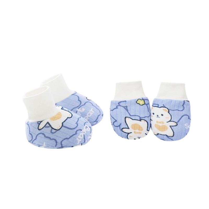 No Scratch Mittens Socks Set Toddler Mitts Baby Mittens Cotton Gloves Footwear Baby Breathable Gloves for Boys Girls