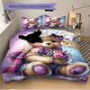3pcs Anime Cartoon Teddy Bear Bedding Set - Includes One Quilt Cover and Two Pillowcases (No Core) - Polyester Fabric, Suitable for Bedroom