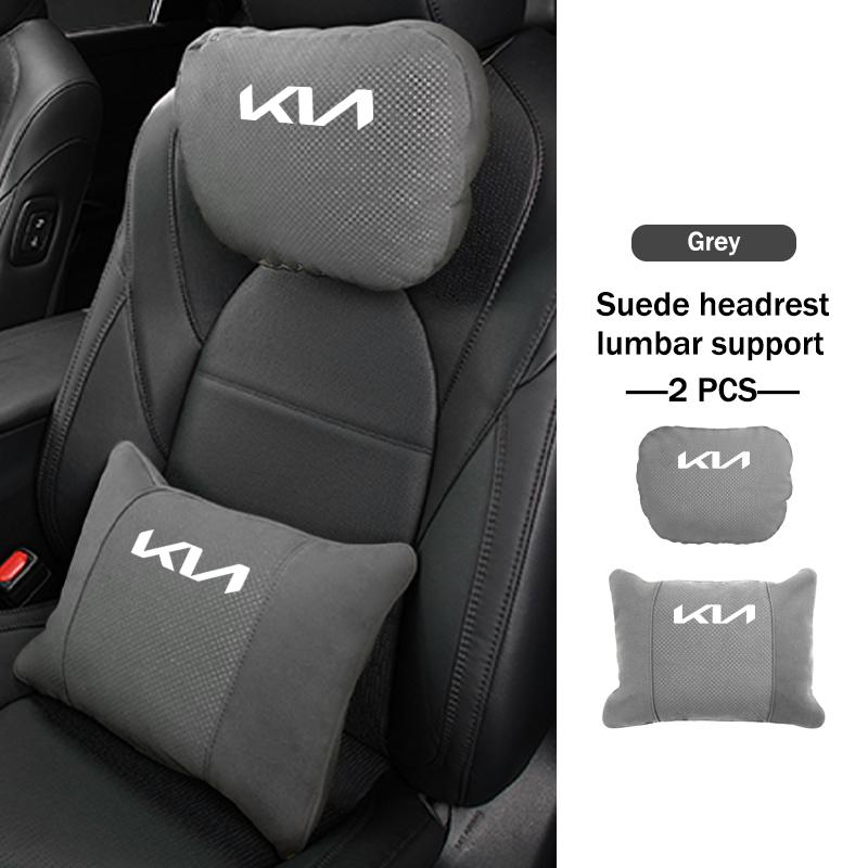 For KIA Suede Breathable Car Headrest Lumbar Support Mat Neck Protection Pillow Stinger Optima Cerato Soul Venga Forte Spectra