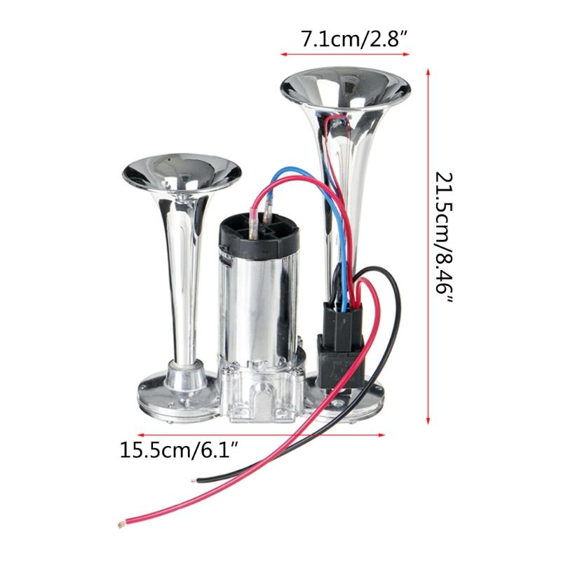 600DB Car Air Horn Super Loud 12V Auto Air Horn Double Tube Trumpet Air Horns