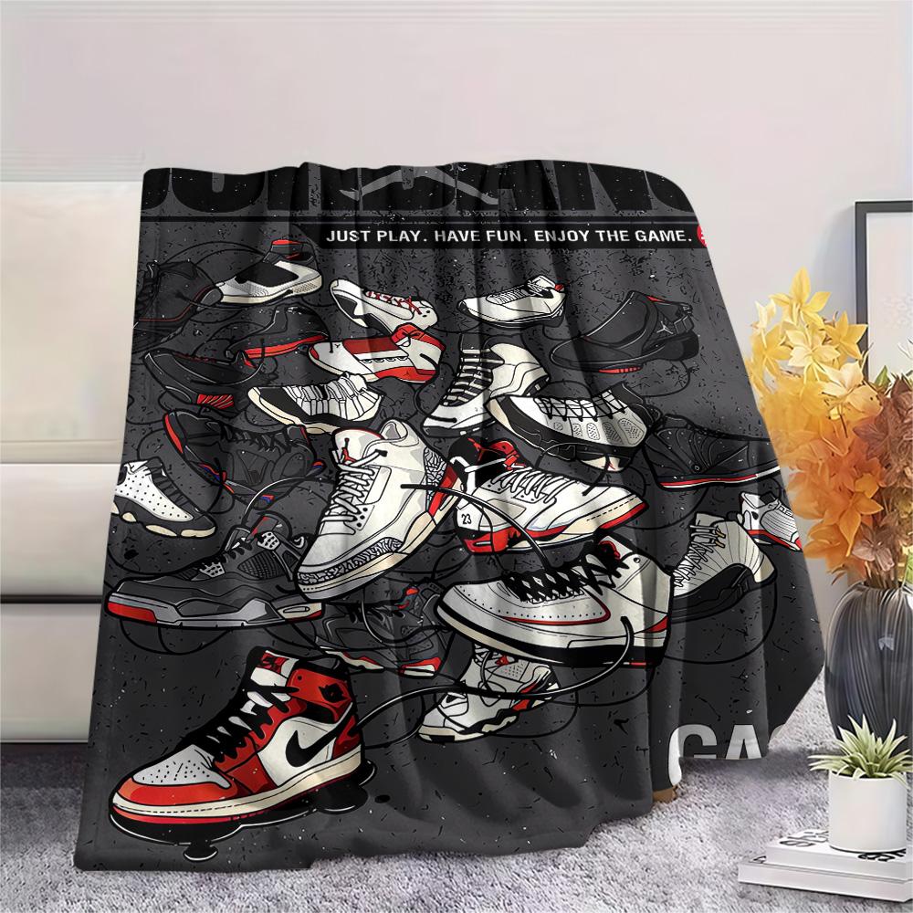 Stampa Sneakers Coperta di Flanella Copriletto per Camera da Letto Copridivano Campeggio Coperta Calda Regali per famiglia e amici(MJ055)