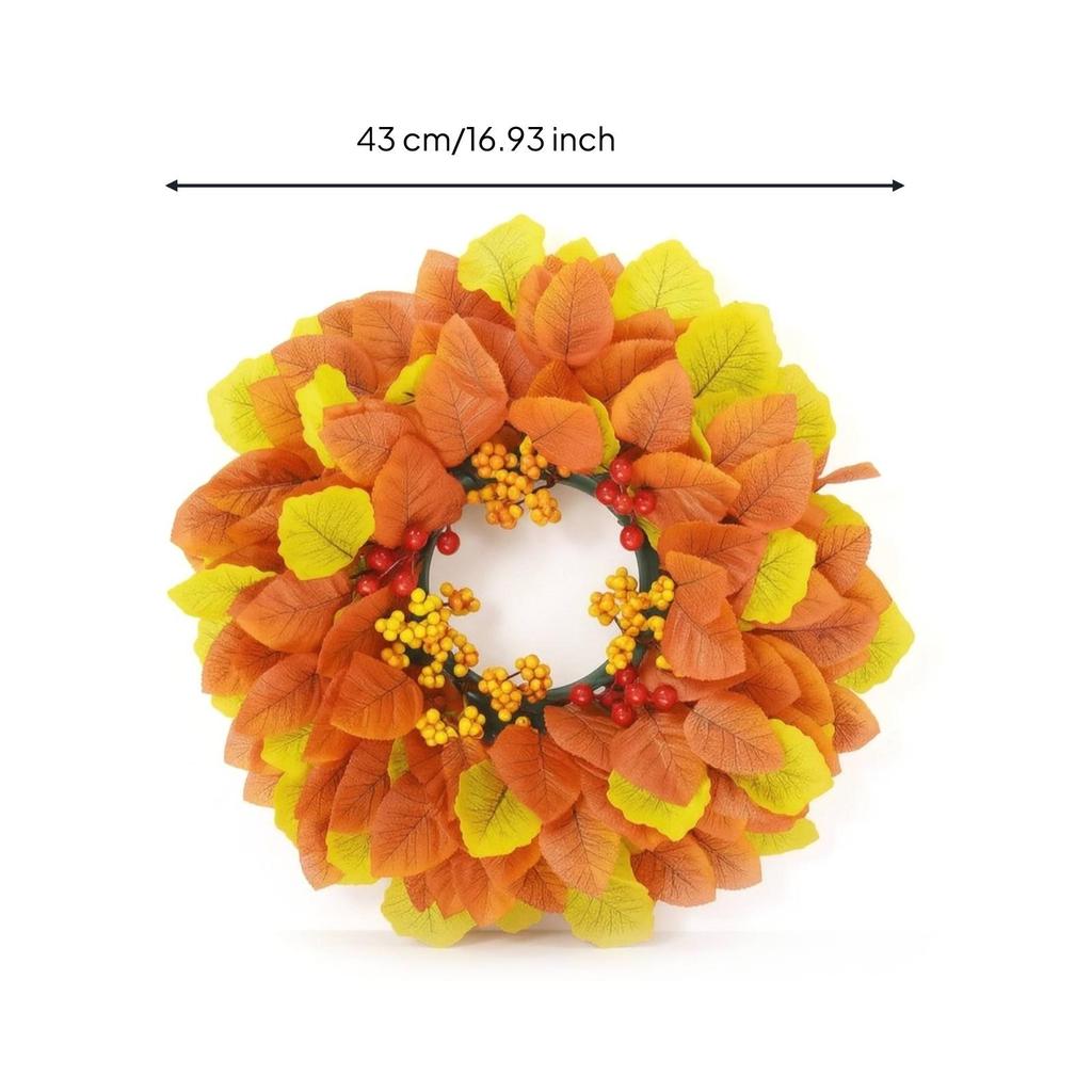 Fall Wreath with Berries Faux Full for Front Door, Entryway, Thanksgiving