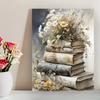 1pc Inspirational Canvas Wall Art - Book & Flower Design, Vintage Aged Books with Dried Flowers, Perfect for Living Room, Bedroom, or Office Decor
