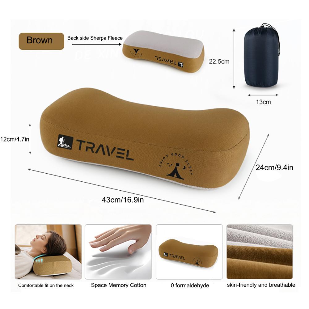 Portable Compressible Camping Pillow Memory Foam Travel Pillow for Sleep Suitable for Outdoor Camping Sports and Airplane Travel