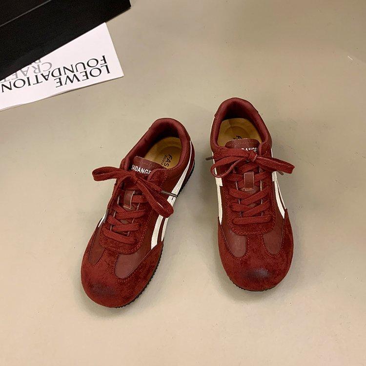 Cowhide Version! Red German Training Shoes Women's 2025 New Autumn Popular Versatile Forrest Gump Shoes Sports and Leisure Board Shoes