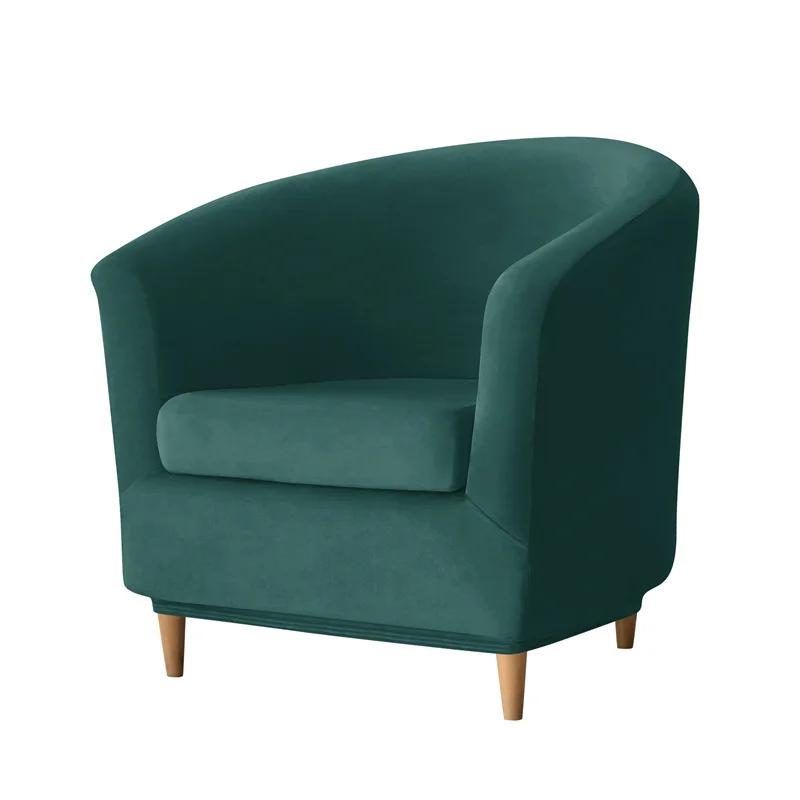 Split Style Tub Chair Cover Stretch Velvet Armchair Cover Club Sofa Covers for Living Room Slipcovers with Seat Cushion Covers