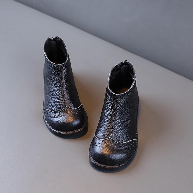 

2025 Kids Leather Ankle Boots: Autumn/Winter Soft Sole Korean Style for Boys & Girls 34