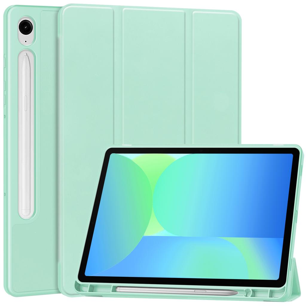 Pentru Samsung Galaxy Tab S10 FE/S9 FE Husă cu suport din piele cu absorbție a șocurilor, cu slot pentru stilou