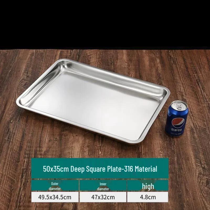 Obdélníkový hluboký servírovací tác z nerezové oceli 316
