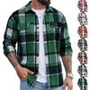 Herren Flanellhemden Lässig Button-Down Karomuster Hemdjacke Langarmhemden mit Taschen Normale Passform Arbeitshemd Outfit für Männer