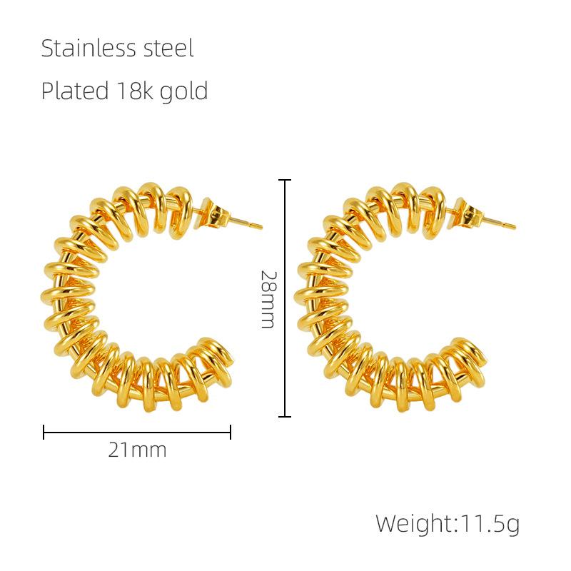 

Новые серьги-пружины из нержавеющей стали C-Spring, стильные полые серьги-кольца из титановой стали 18K золотой