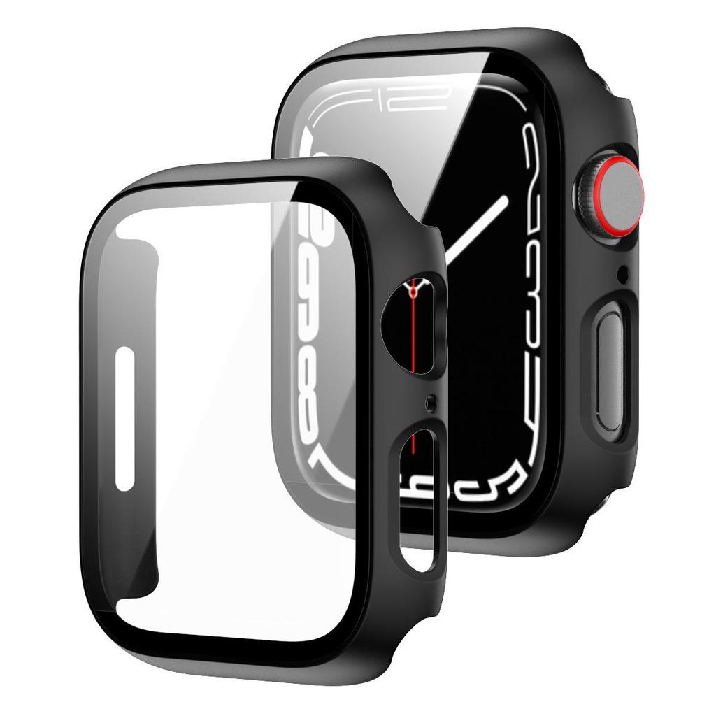 Compatible Apple Watch Series 5/6/7/8/9 Protective Hard Case with Tempered Glass Film