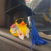 Afstudeereend met afstudeerpet en kwastje - Kleine eend met bril, afstudeerdecoratie - Auto dashboarddecoratie