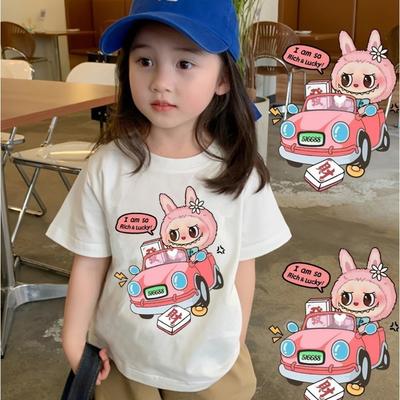 2025 New Labubu Printed Children's T-shirt Short Sleeve Breathable Cute Design Available In Multiple Sizes