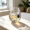 Einzigartiges Totenkopf- Weinglas Halloween Geist Whiskeyglas, Schwarze Katze Spinnennetz Tumbler für Gothic-Wohnkultur Cocktail, 350ml Gruseliges Trinkgeschirr Bar,