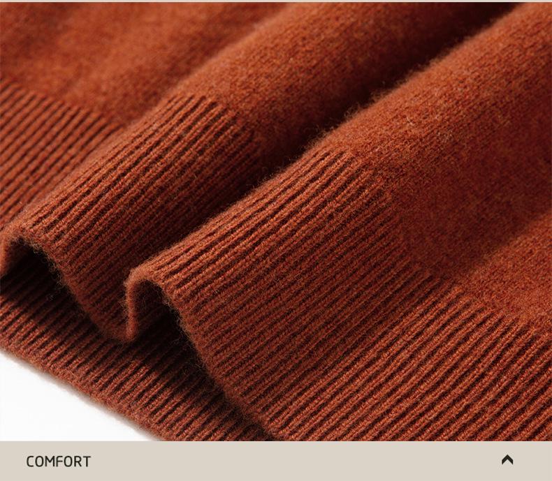 Men's Cashmere-Blend Thick Knit Sweater - Round Neck, Relaxed Fit, Faux Two-Piece, Casual Style